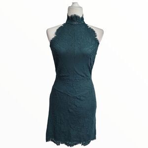 Free people harper high neck slip dress in evergreen small